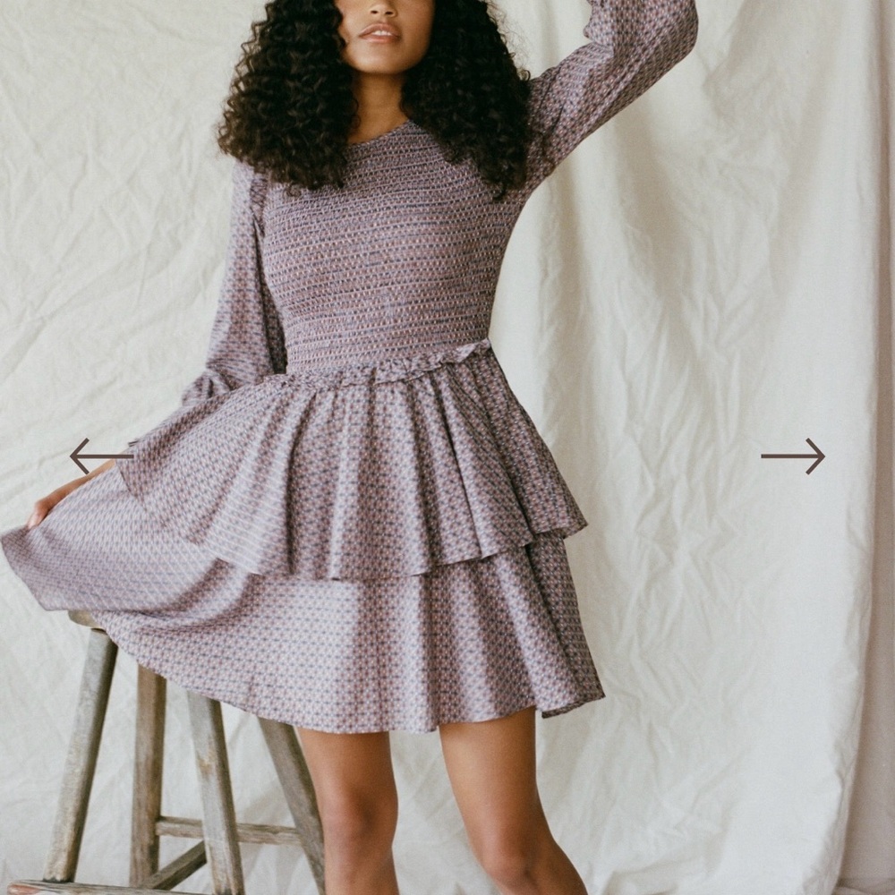 Christy Dawn Cecile Long Sleeve Mini Dress Lilac Purple Plum Medium